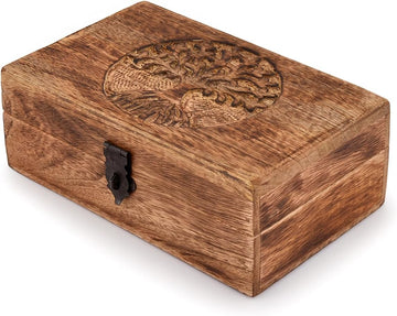 Handmade Mango Wood Tree of Life Engraving Beautifully Keepsake Box Jewellery Organiser Unique Gift Ideas for Men &