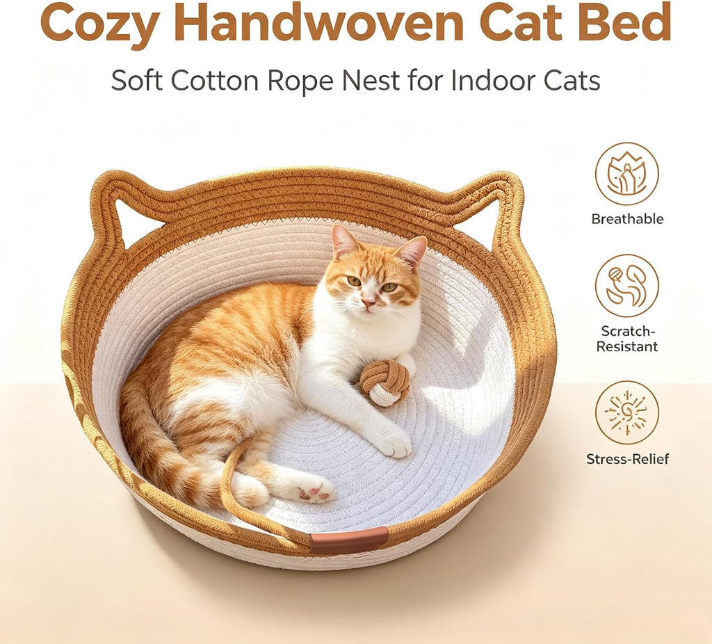 Large Instinct Basket for Cats Rope Cotton Handwoven Cat Basket