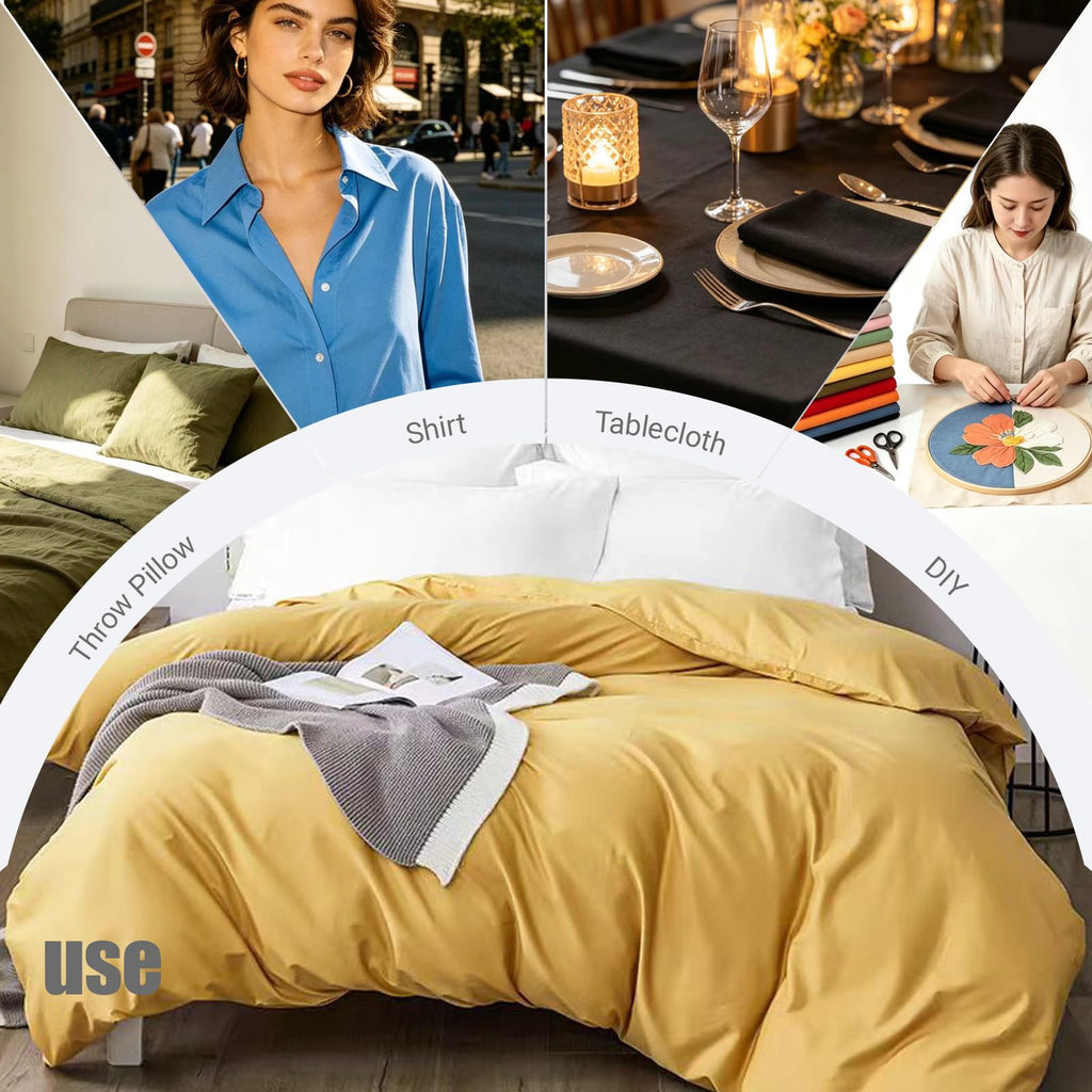 100% Combed Cotton Fabric by The Yard, 66 inches Wide, Premium Soft Breathable Cotton Cloth, Durable Fade Resistant