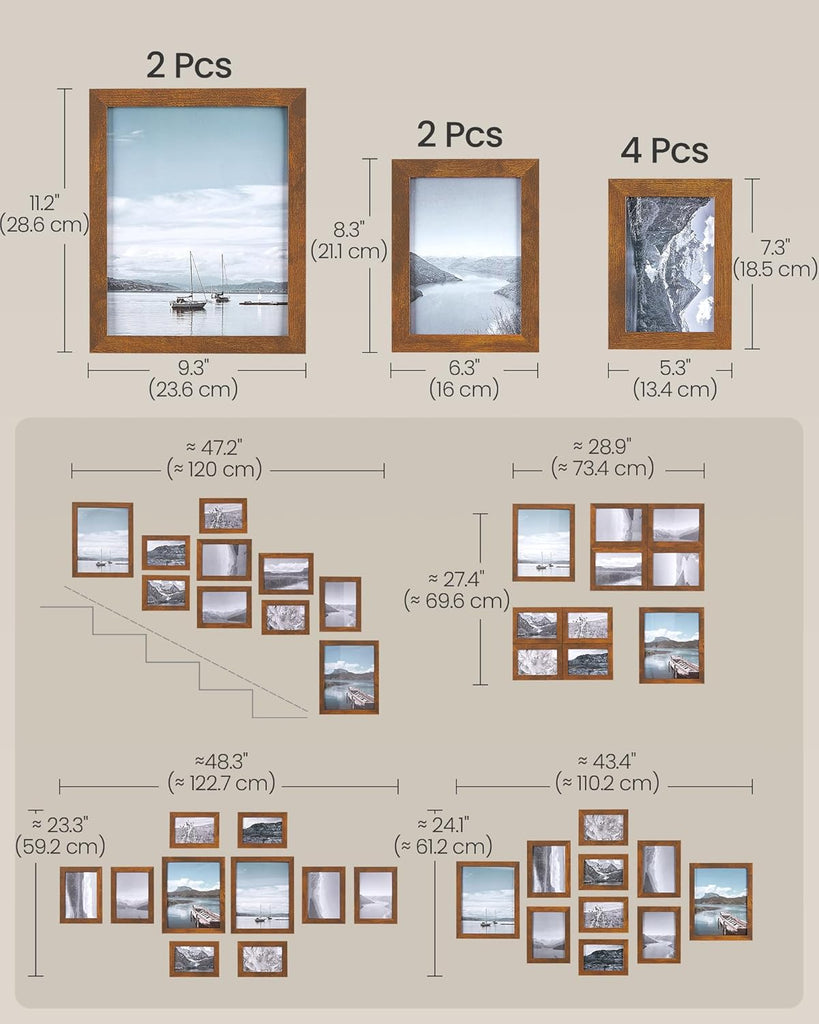 Picture Frames, Collage Picture Frames Set of 10, Two 8x10, Four 5x7, Four 4x6, Photo Frame for Wall Gallery Decor