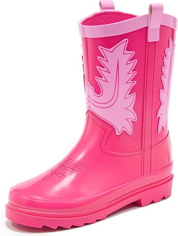 Cowboy Kids Rain Boots Waterproof Rubber Boots for Boys and Girls