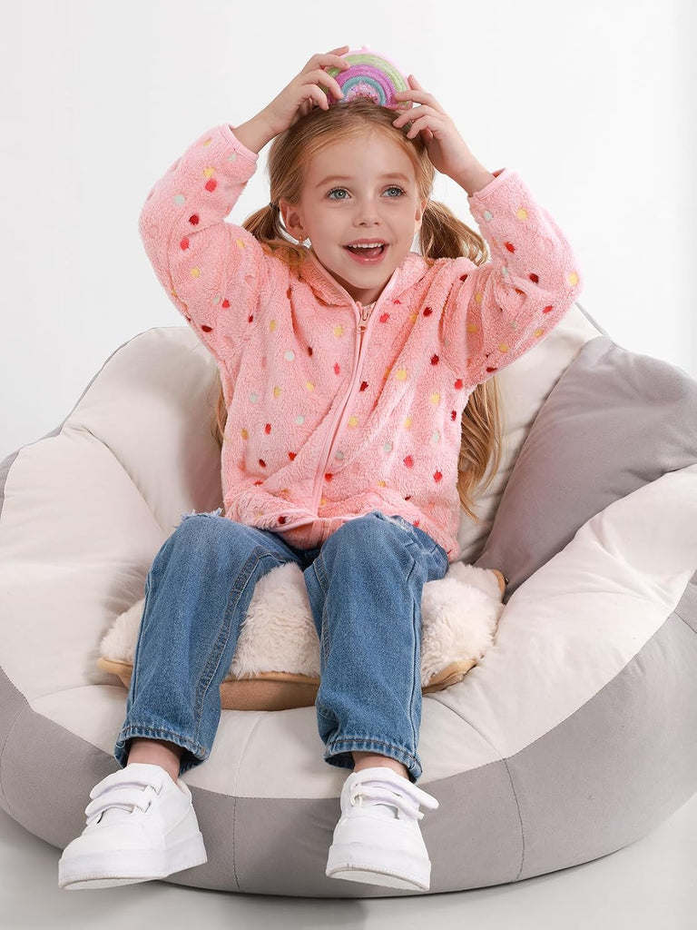 Toddler Baby Girl Fleece Jackets Fall Clothes Hooded Zip Fuzzy Coats