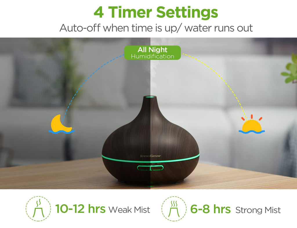 400ml Aromatherapy Essential Oil Diffuser 10 Oils Gift Set, Dark