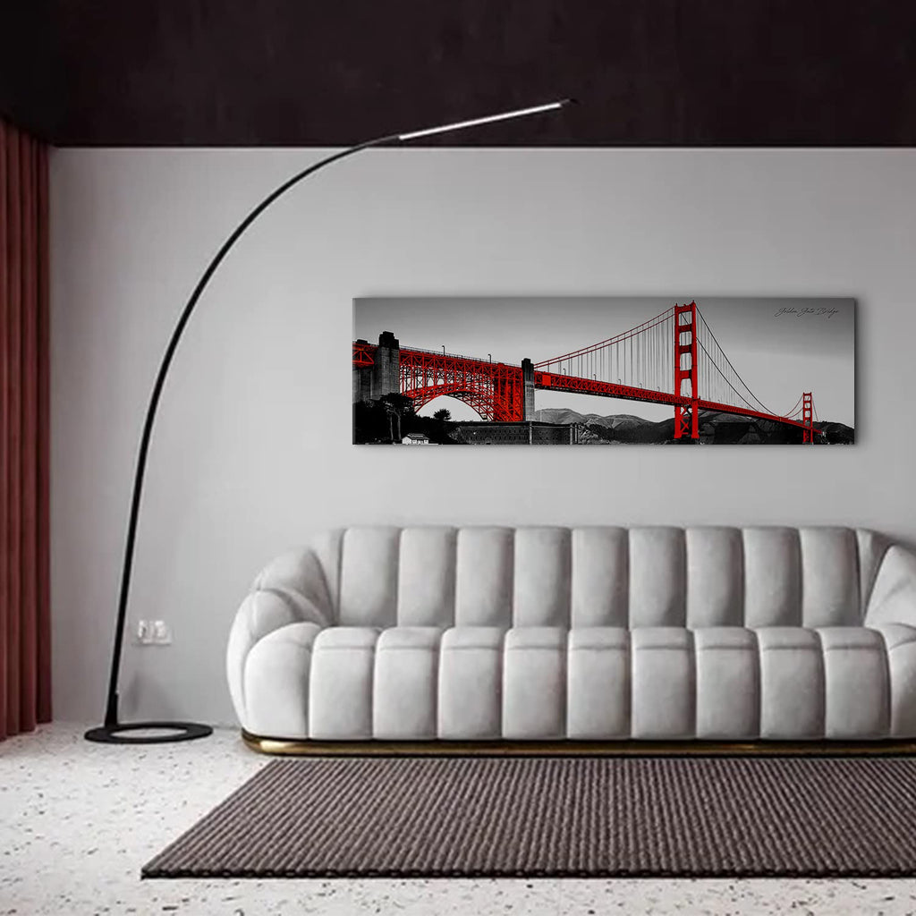 San Francisco Golden Gate Bridge Wall Modern Canvas Prints Cityscape Pictures Bedroom Decor Red Black and White