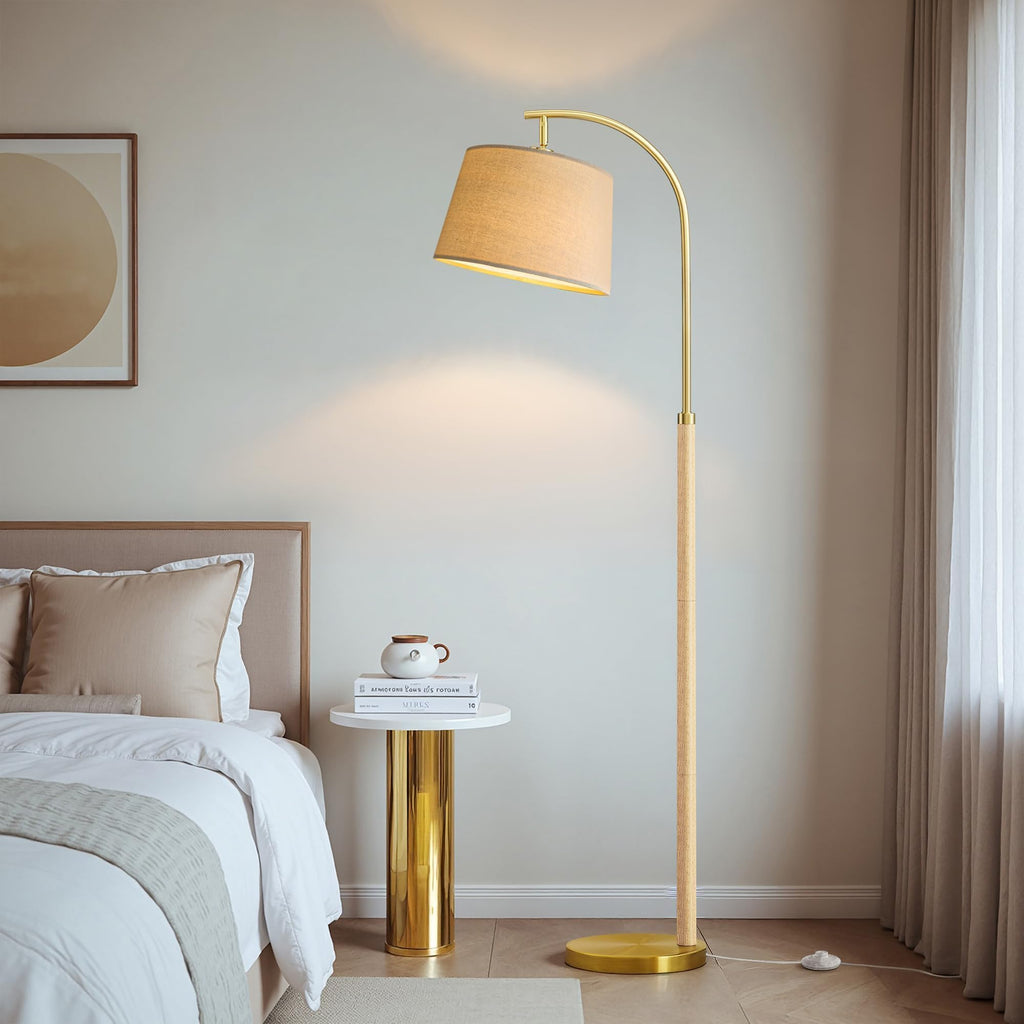 Real Wood Floor Lamps Bedroom, 62" Mid Century Modern Lamp