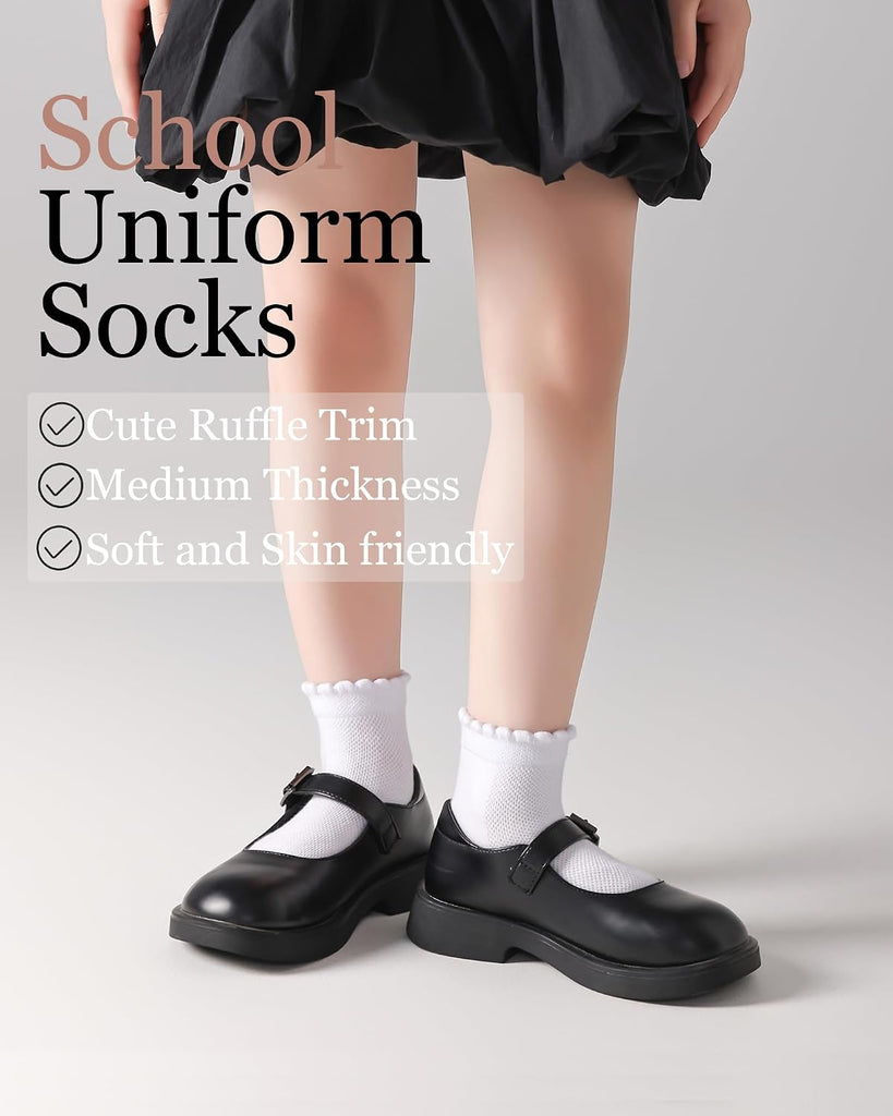 White Ruffle Socks Seamless Cotton School Uniform Ankle Socks