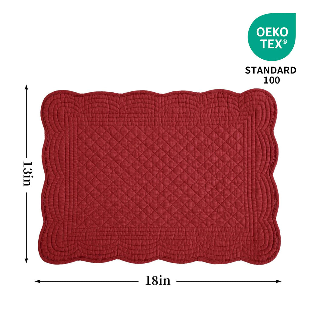 100% Cotton Quilted Placemats Set of 6,Washable Cloth Table Placemats & Dining Table