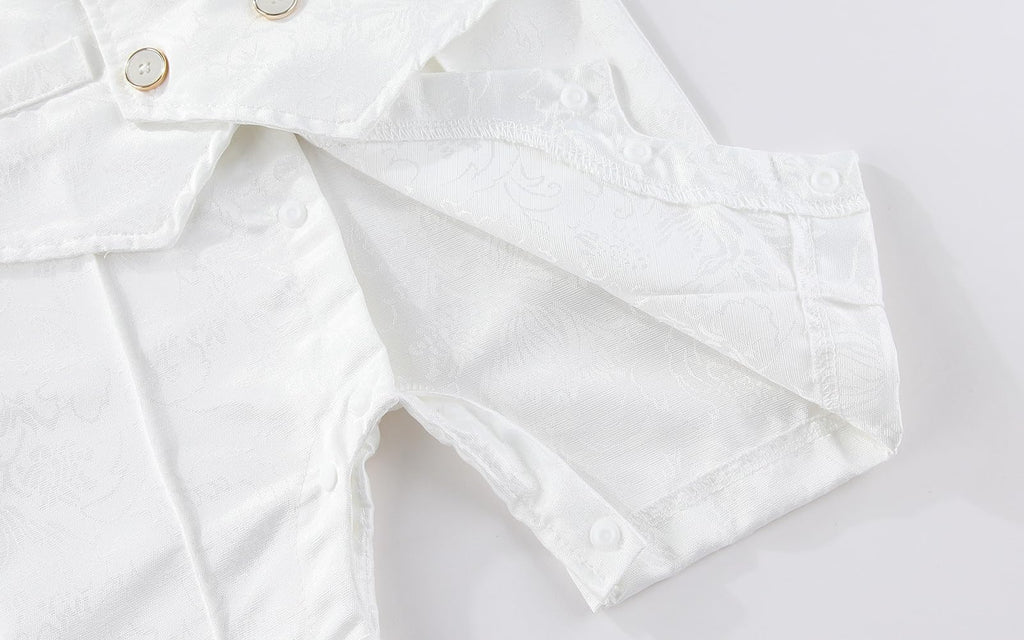 Baby Boy Baptism Outfits Christening Outfit Onesie Shirt Romper Bowtie Newborn Tuxedo Jumpsuit Formal Suit White 3-6