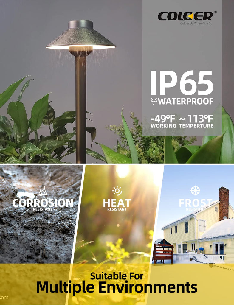 Brass Low Voltage Pathway Lights Outdoor 1-Pack with 2W LED G4 Bulb, Garden Path Lights Electric, IP65 Waterproof