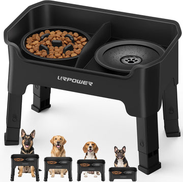 Mess Proof Elevated Dog Bowls 4 Height Adjustable Raised Stand