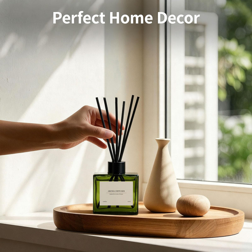 Reed Diffuser Set, 4 fl oz Jasmine Lily 2 Pack Scent Diffuser with 20 Sticks, 180 Days Long Lasting Elegant Home