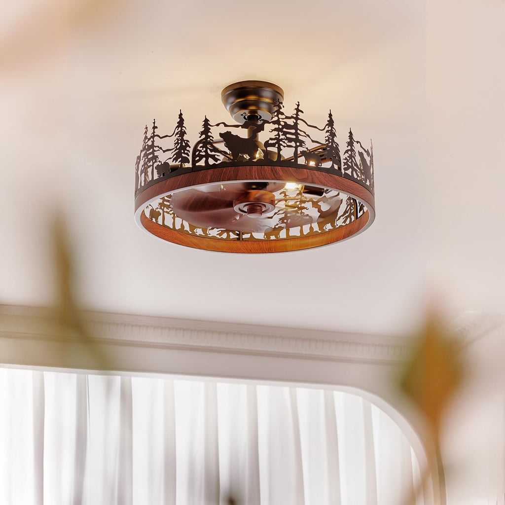 Farmhouse Ceiling Fan with Lights, 21.7" Vintage Rustic Fandelier