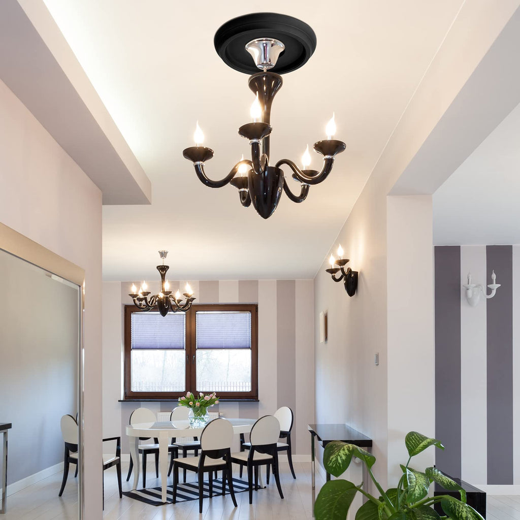 2 Pack Black Ceiling Medallion for Light Fixtures and Ceiling Fans Chandeliers 10" Od x 3.5" ID(Classic)