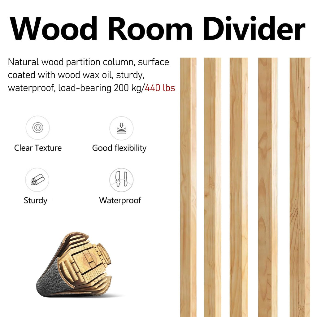 Wall Partition Room Divider Floor to Ceiling, 2ft 3ft 4ft 5ft 6ft 7ft 8ft 9ft 10ft Height Room Divider Partition Post