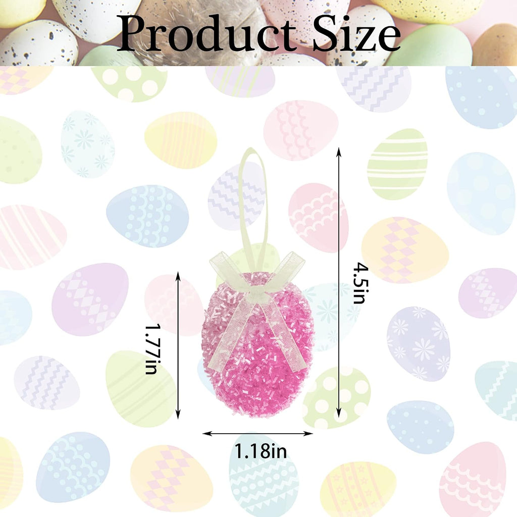 Easter Glitter Hanging Eggs - Colorful Tinsel Easter Egg Ornaments, Spring Foam Hanging Egg Ornament for Tree - Set of 30