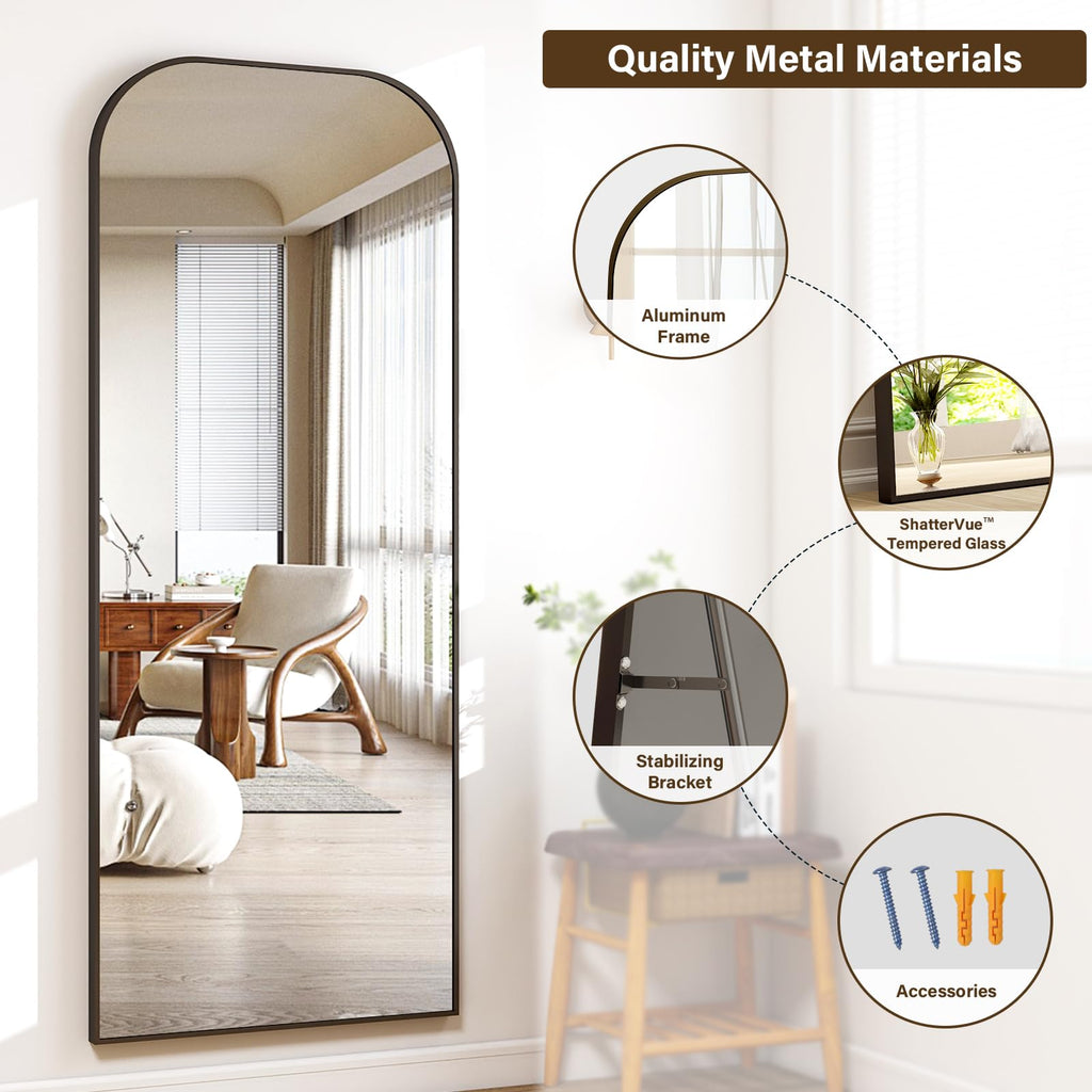 56x21 Inch Full Length Mirror - Large Floor Standing & Wall Mountable Full Body Mirror with Sturdy Aluminum Frame