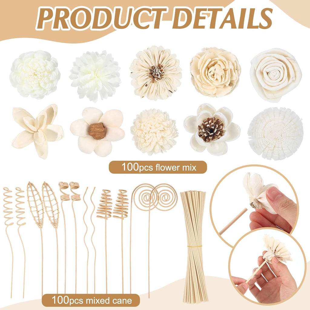 Reed Diffuser Sticks, Natural Rattan Flower Replacement - Set of 200