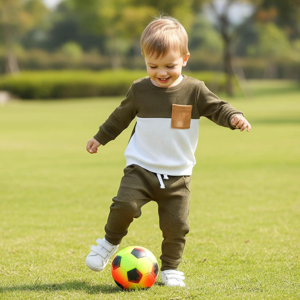Toddler Baby Boy Fall Clothes Contrast Color Sweatshirt Pants Sets