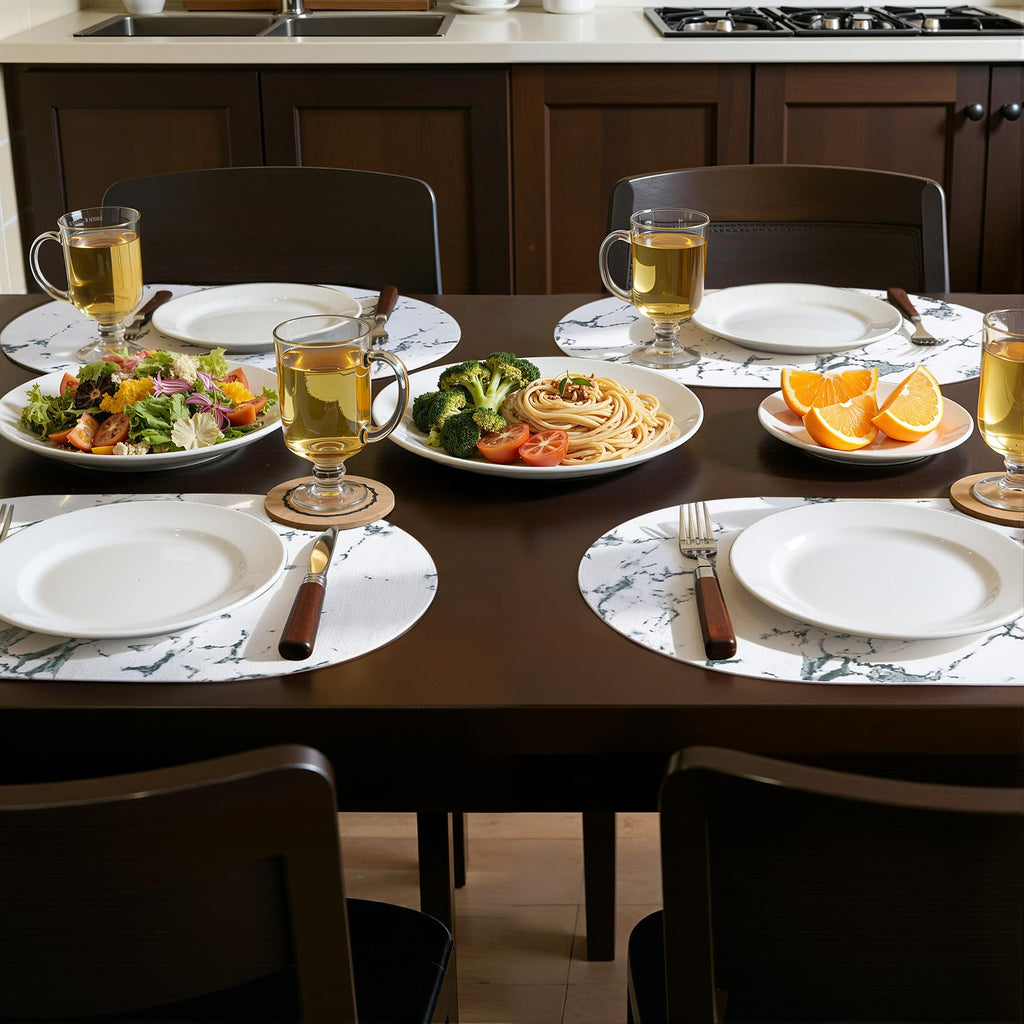 Heat Resistant Oval Placemats Set of 4, Marble