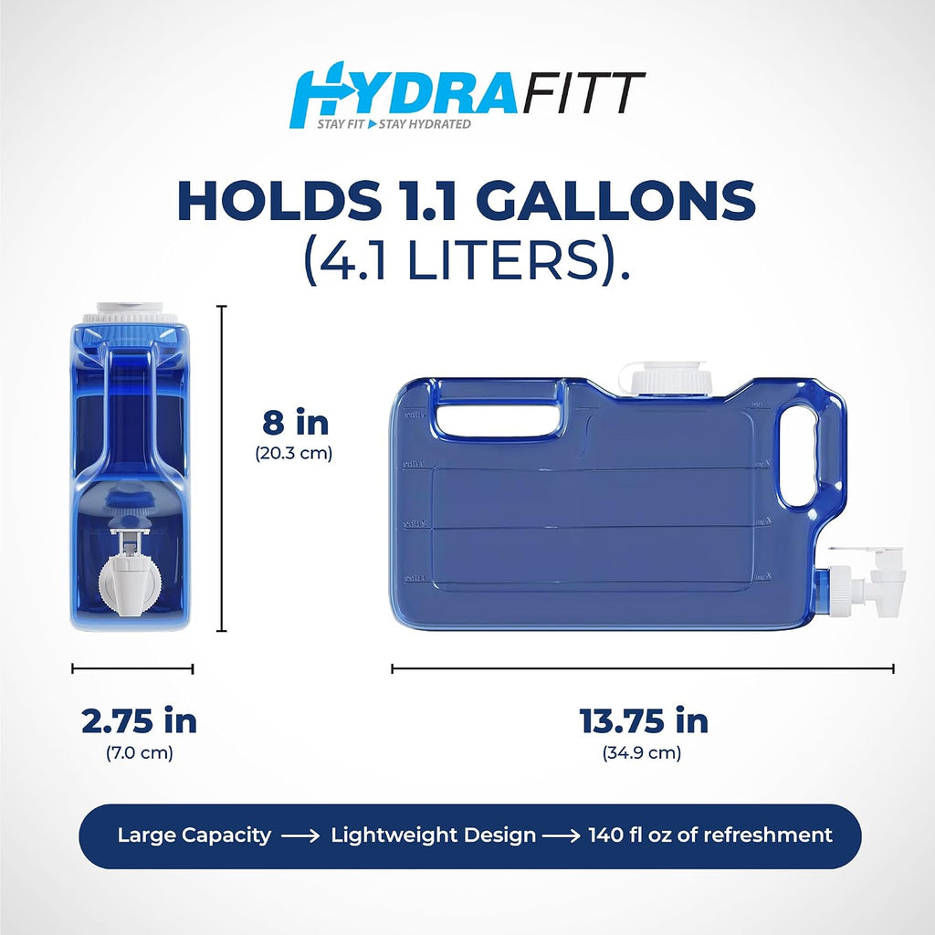 Refrigerator Water Dispenser 1.1 Gallon - Leak-Proof Slim Fridge Water Container with Spigot - BPA-Free Refillable - Set of 128