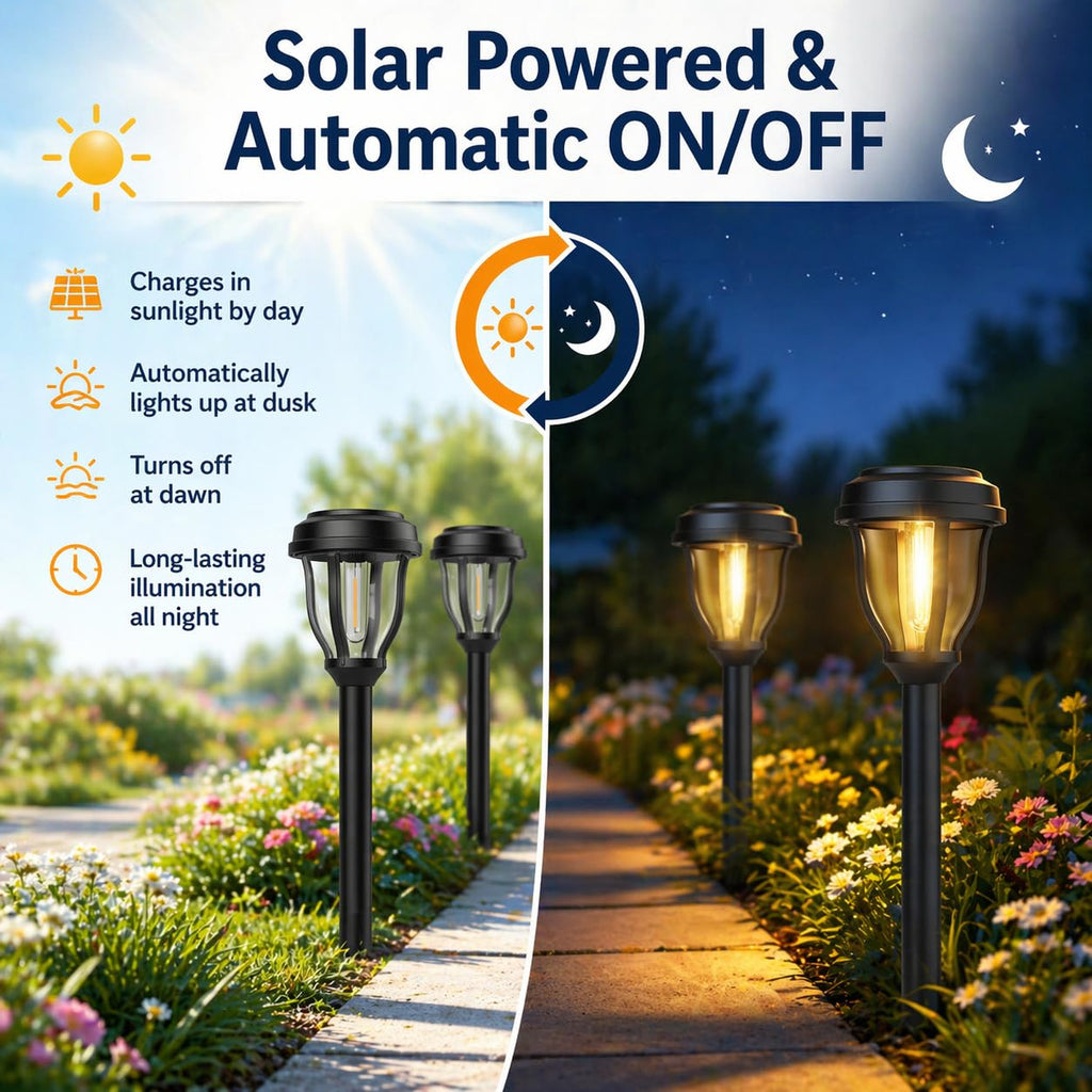 12 Pack Solar Lights Outdoor, Solar Pathway Lights Auto On/Off Waterproof Garden Landscape Lighting for Path, Yard