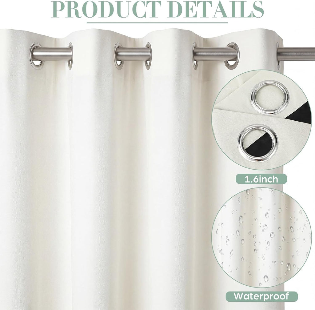 Outdoor Curtains 6 Waterproof Panels with 6 Pcs Woven Curtain Tieback Weatherproof Privacy Drape Curtain Grommet Top