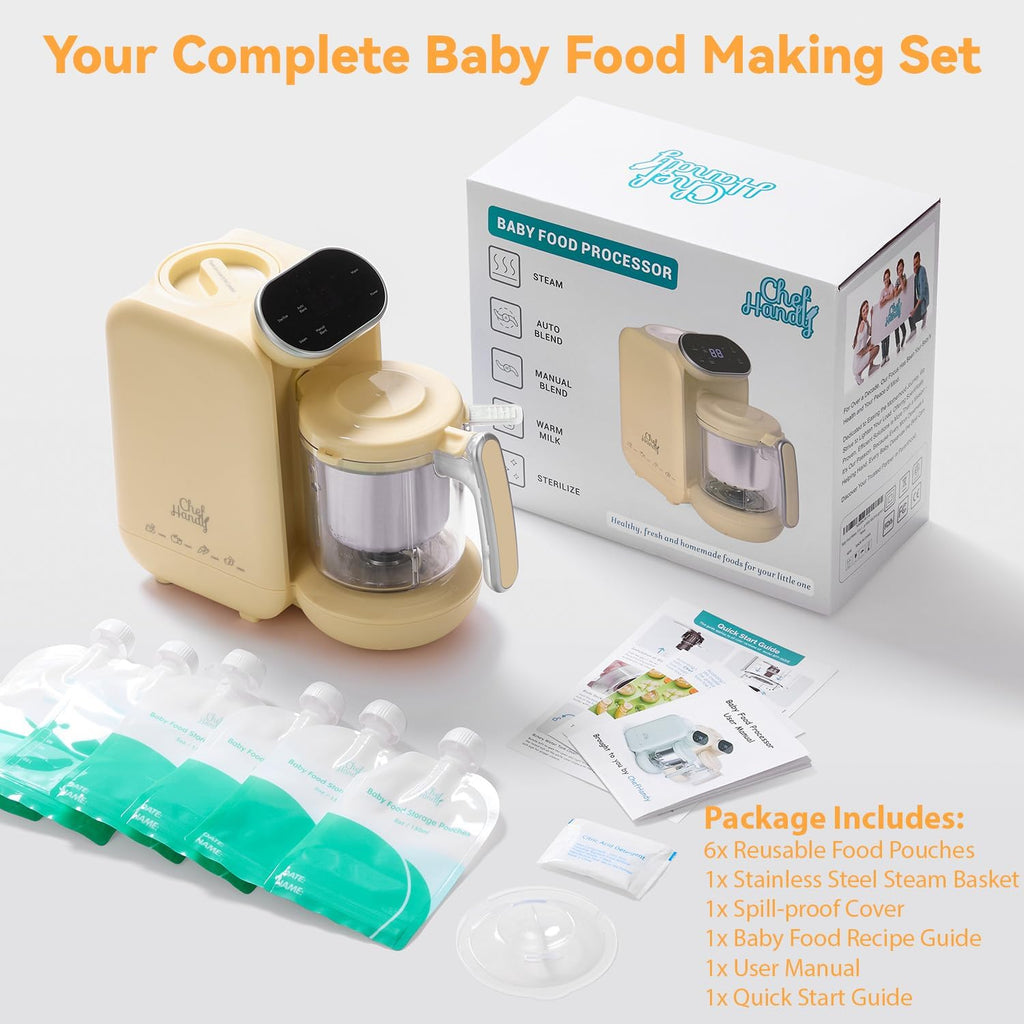 Food Maker with Stainless Steel Basket, Food Processor, Steam & Blend