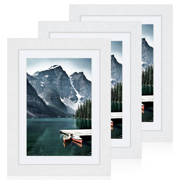 5x7 Picture Frames with Real Glass, 5 x 7 Wood Frame, 4x6 Mat