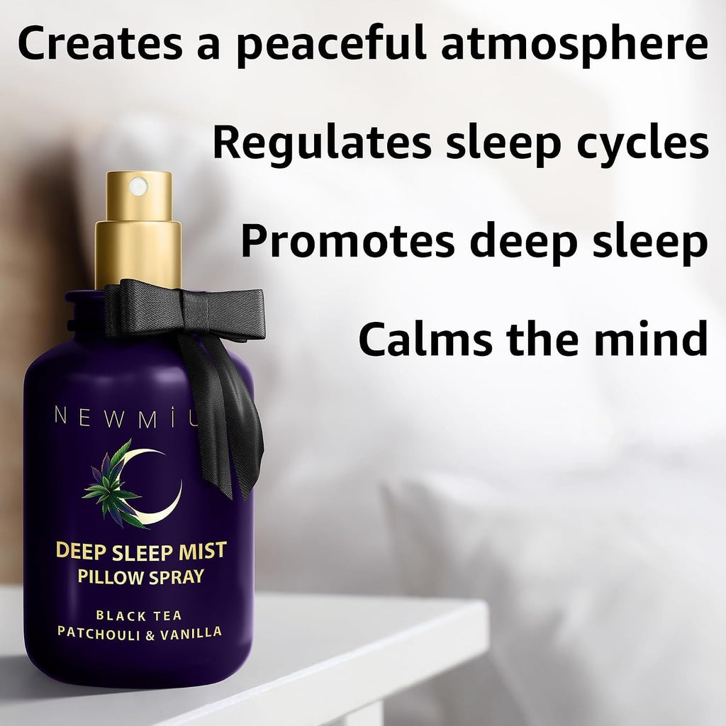 Deep Sleep Pillow Spray Natural Aromatherapy Mist for Sleep Relaxation Calming Stress Relief Patchouli Black Tea