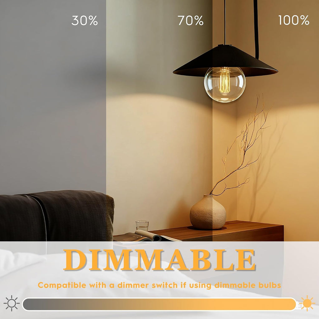 Large Light Bulb Round Vintage Edison LED Dim Soft Warm Clear G125