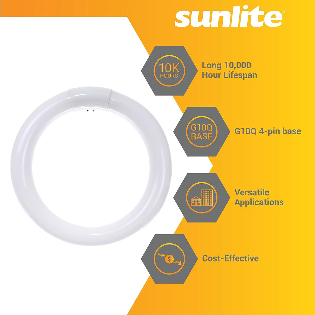 T9 Round Fluorescent Circline Lamp, 22 Watts, 1050 Lumens, 6500K Daylight, RoHS Compliant, G10Q 4-Pin Base