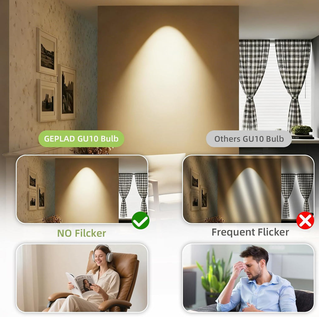 Light Bulbs MR16 led Light Bulb GU10 led Bulb 5000K 10Pin Energy Efficient 7W 550Lumens 120V, Range Hood, Living