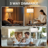 Floor Lamp with 3 Light Modes Adjustable - Wood Tripod Floor Lamp Modern LED Standing Lamp with Dimmable Brightness, Burlywood