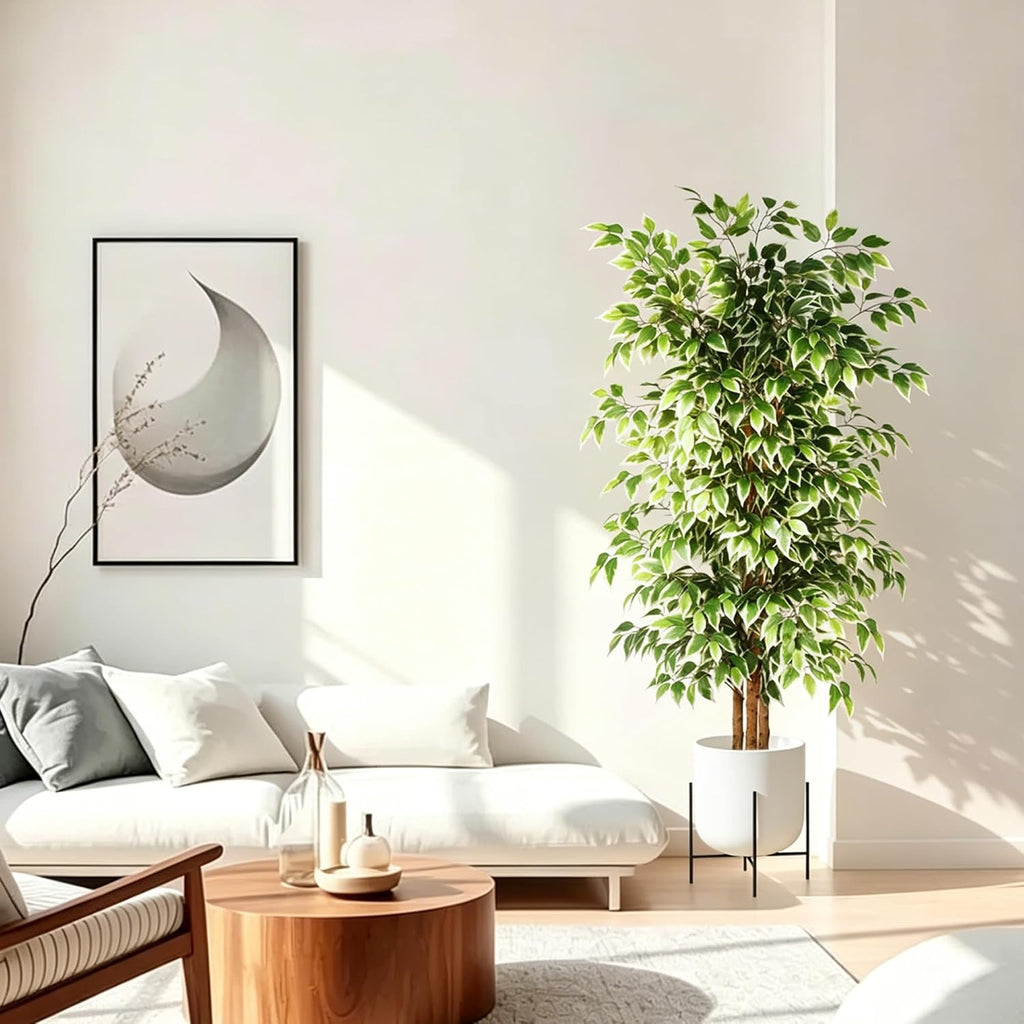 6FT Artificial Ficus Tree with Real Wood Trunks, Faux Tree Indoor