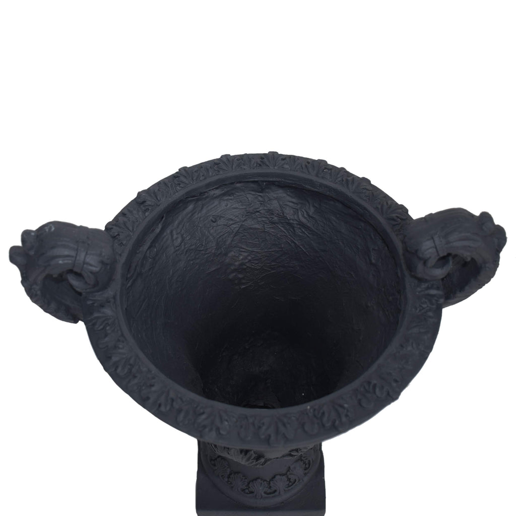 Noble House Delphine Outdoor Roman Chalice Garden Urn Planter in Black
