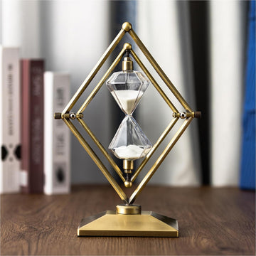 Large Hourglass Timer 30 Minute, Bronze Metal Sand Timer, White