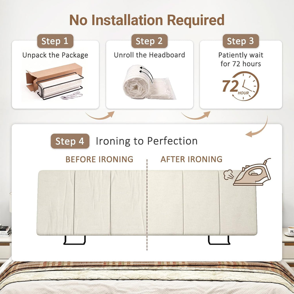 Queen Headboard Only-No Assembly, Upholstered Headboard Queen Linen Fabric Modern Style Headboards Extra-Thick, Beige
