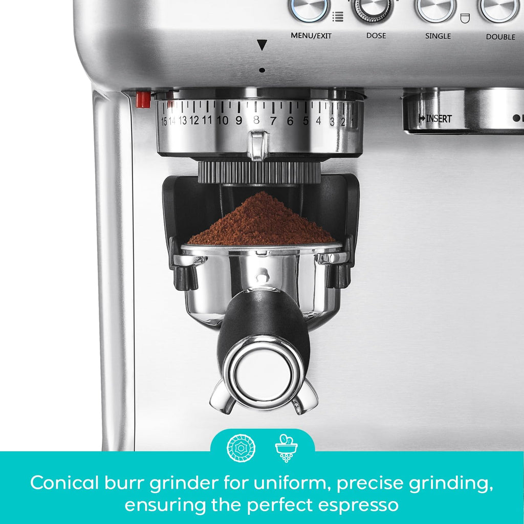 Espresso Machine with Grinder and Milk Frother Steam Wand