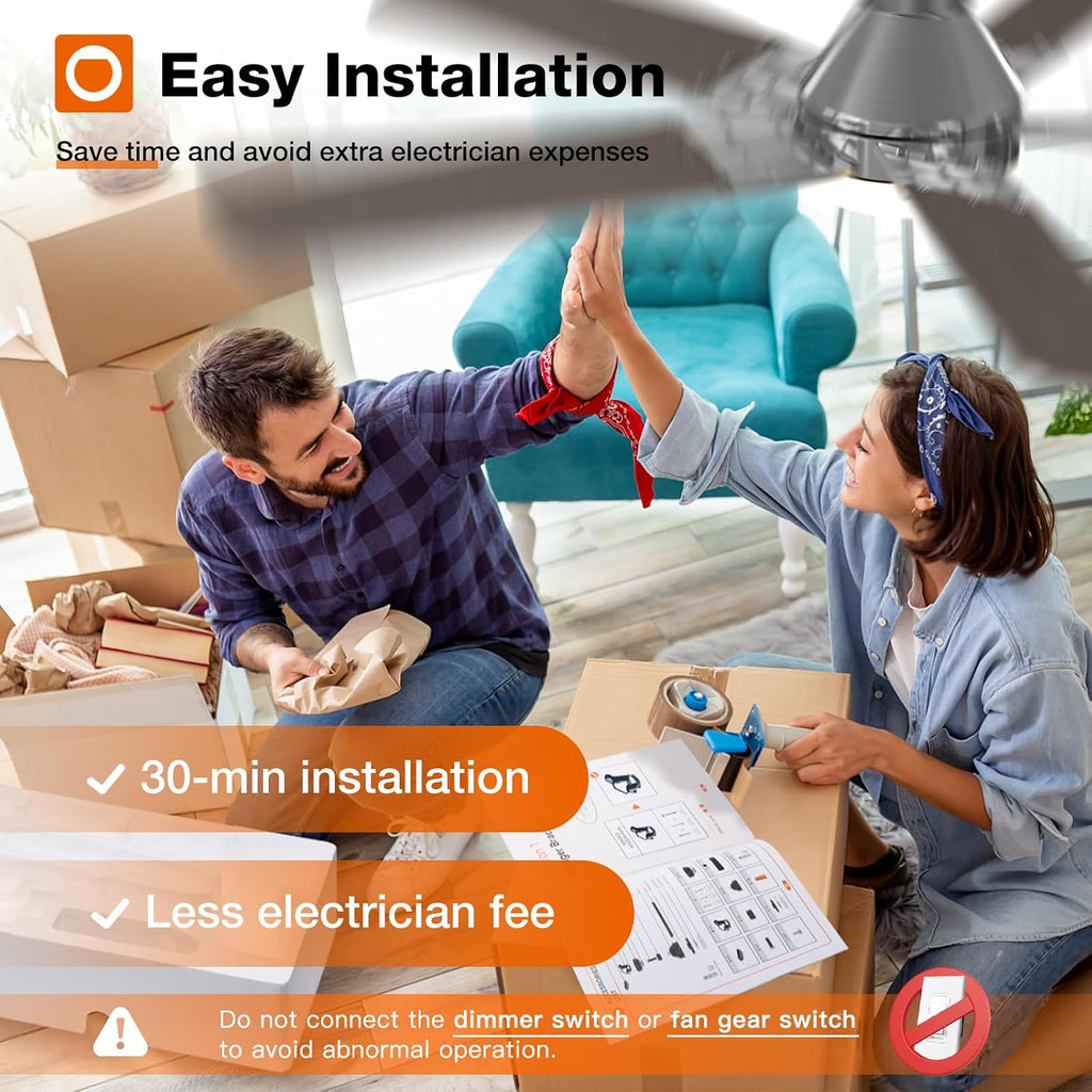 Ceiling Fans with Lights, 52 inch Low Profile Ceiling Fan with Light and Remote Control, Flush Mount, Reversible, 3CCT, Dimmable, Noiseless, Nickel Ceiling Fan for Bedroom, Indoor/Outdoor Use A103-B0CLNKVRZW