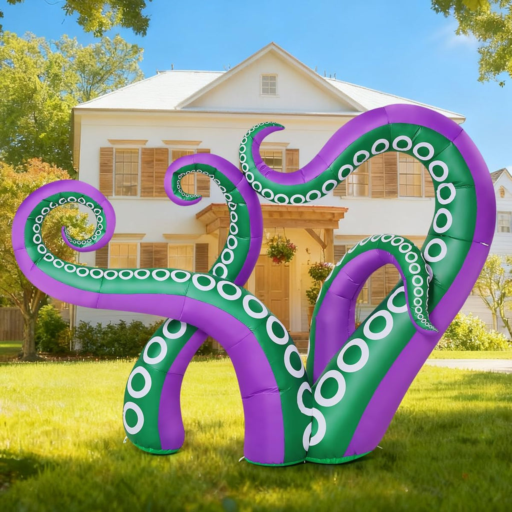 7.2 FT Long Inflatables Octopus Holiday Outdoor Decorations Blow Up Yard with Built-in LEDs for Vacation Garden Lawn