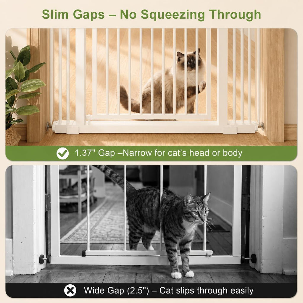 73.6" Extra Tall Cat Gate, Full Clear Acrylic, 29.5-40.6" W, White