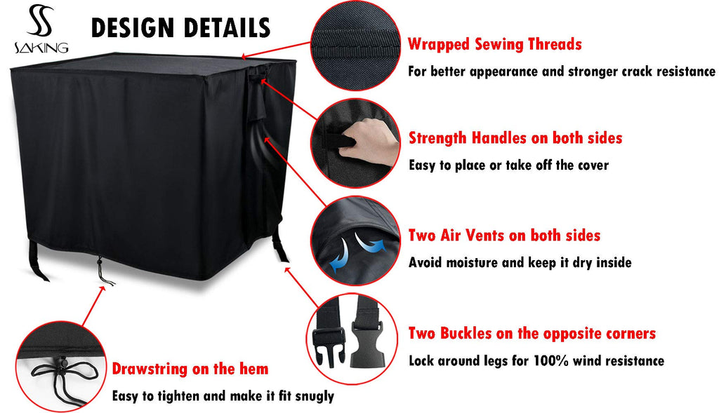 Fire Pit Cover 28x28x25in, 600D Square Firepit Covers