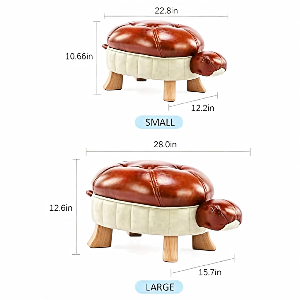 Animal Footstool Turtle Upholstered Ottoman PU Leather Pouf Wood Foot Stool Rest Bedroom Sofa Bench Seat Chair