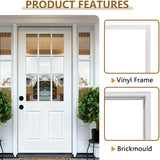 36 X 80 Exterior Door with Glass, Modern Front Door for House Exterior, Entry Doors for Home, Primed Fiberglass, Left