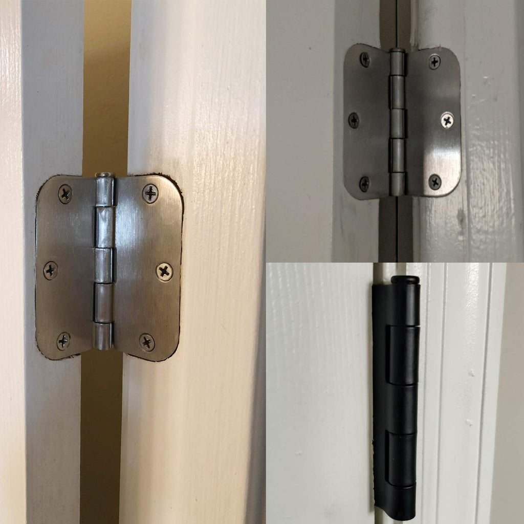 Rounded Matte Black Door Hinges 3.5 Inch 5/8" Radius Flat 30 Pack