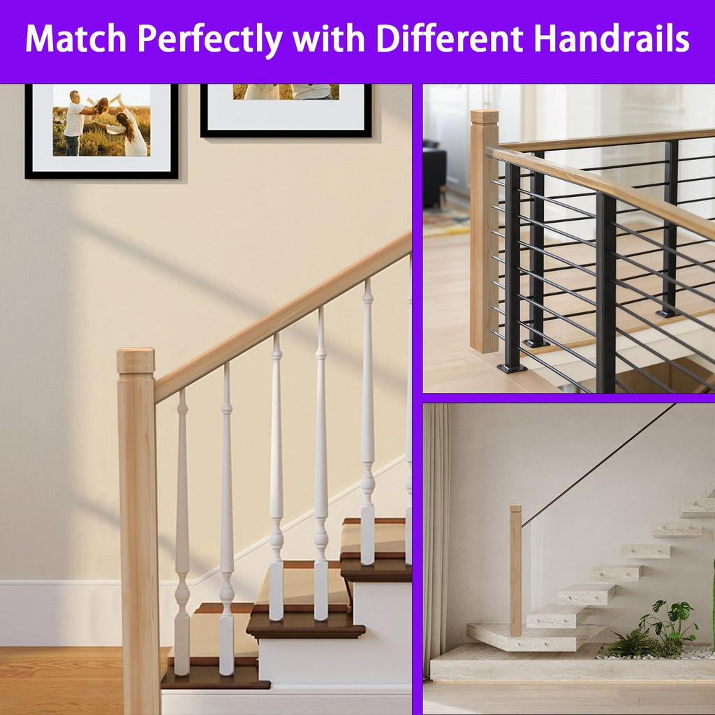 4PCS Newel Post Red Oak 3.5"x48" Premium Hardwood, Staircase Newel Post