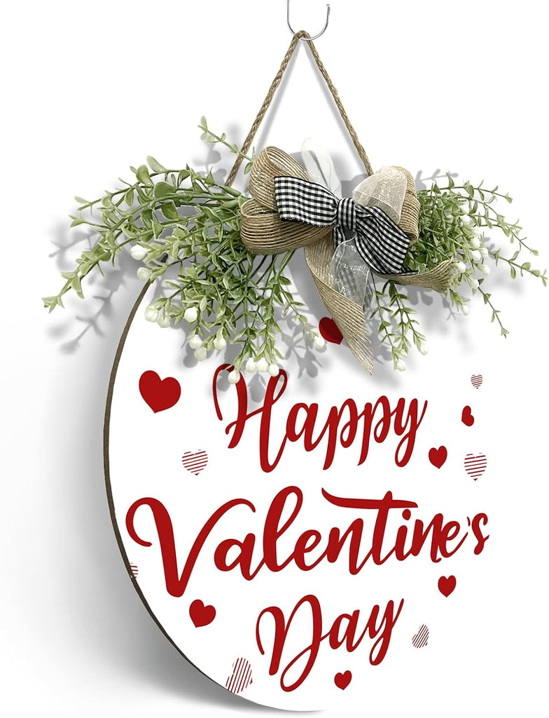 Valentine's Day Door Wreath for Front Door Valentines Holiday Door Sign Heart Love Porch Hanging Decoration