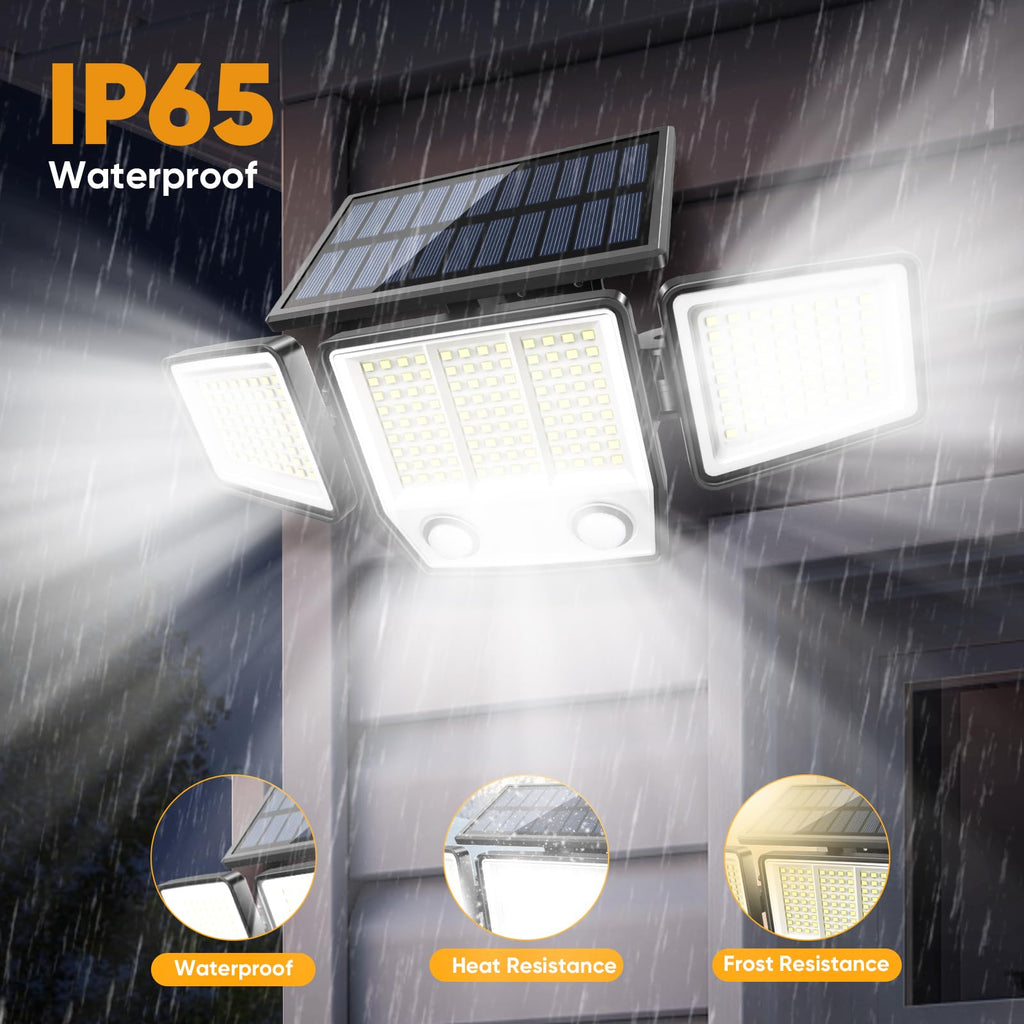 Solar Motion Sensor Outdoor Lights Waterproof - 3 Modes Security Lights Outdoor 270° Illumination IP65 LED