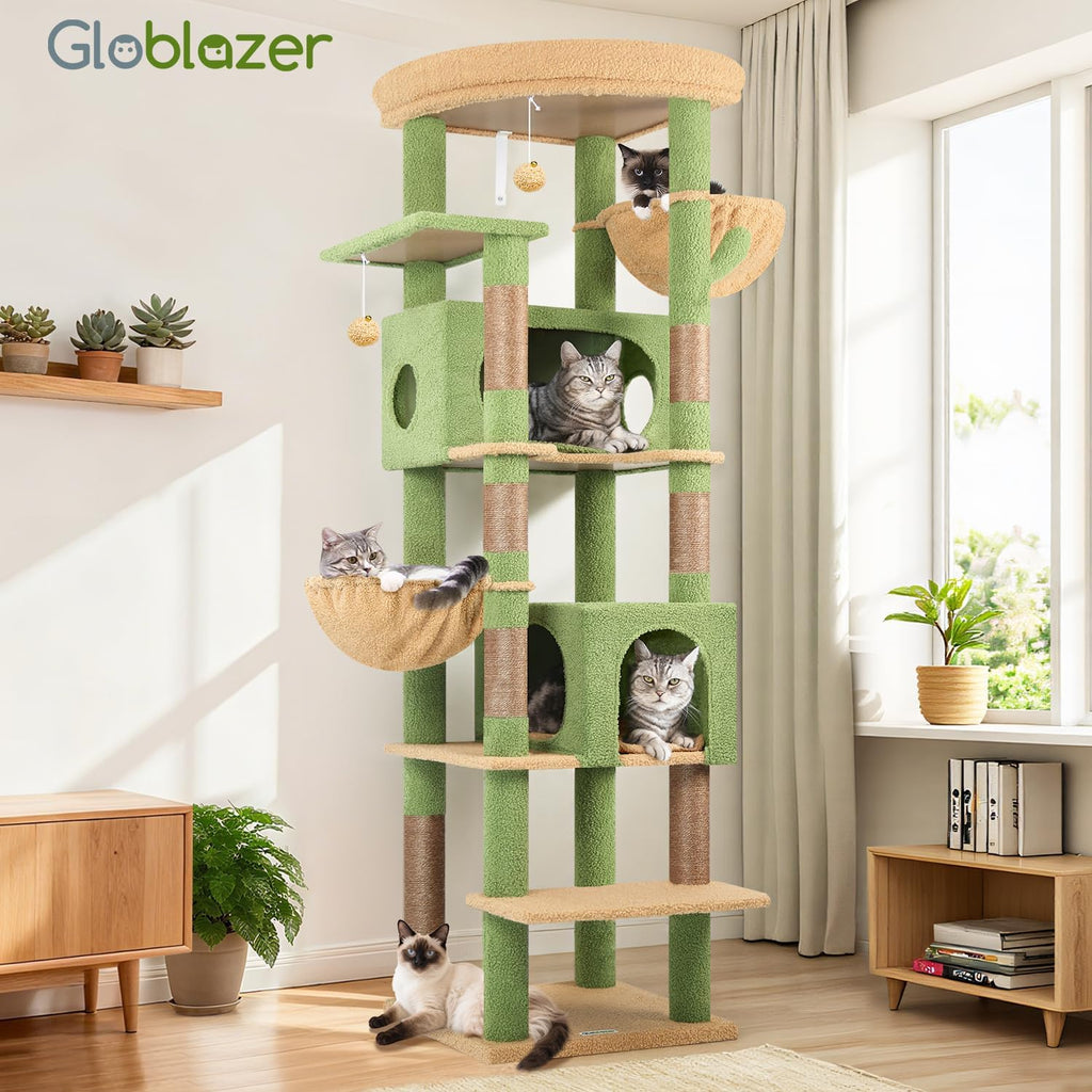 74in Cactus Heavy Duty Cat Tree Tower for Indoor Large Cats