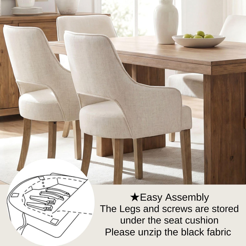 Linen Upholstered Set of 2 with Arms
